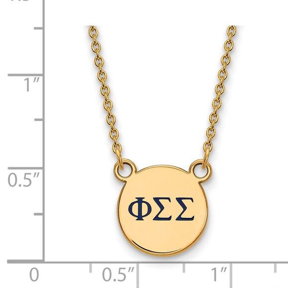 14K Plated Silver Phi Sigma Sigma Small Blue Enamel Greek Necklace - Picture 3 of 6